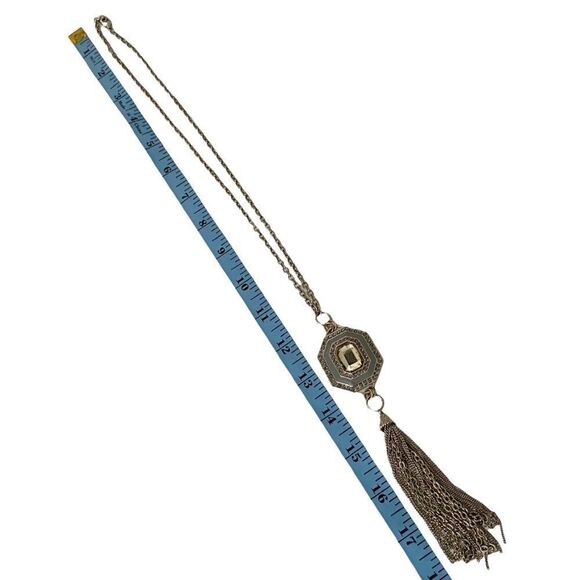 Fashionable Boho  Long Chain Tassel Decorative Statement Pendant in Vintage Tone - Picture 5 of 5